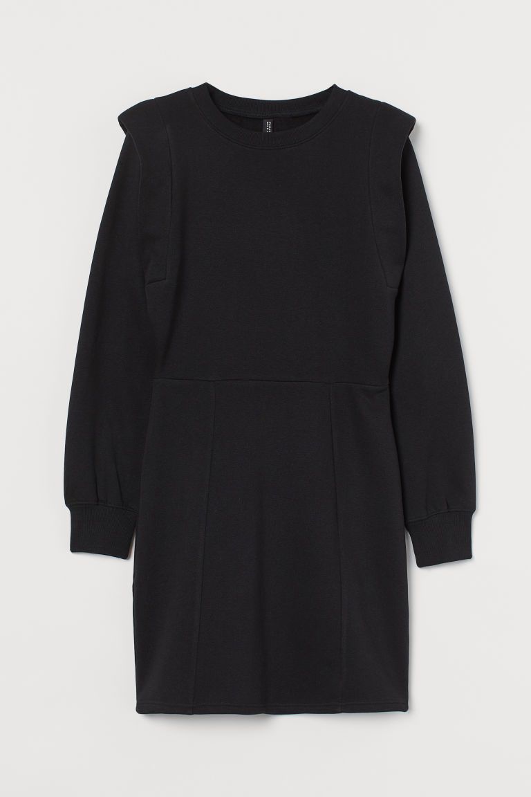 H & M - Fitted Sweatshirt Dress - Black | H&M (US + CA)