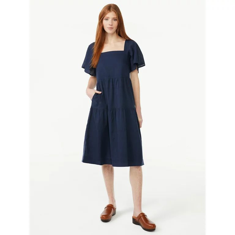 Free Assembly Women's Tiered Midi Dress | Walmart (US)