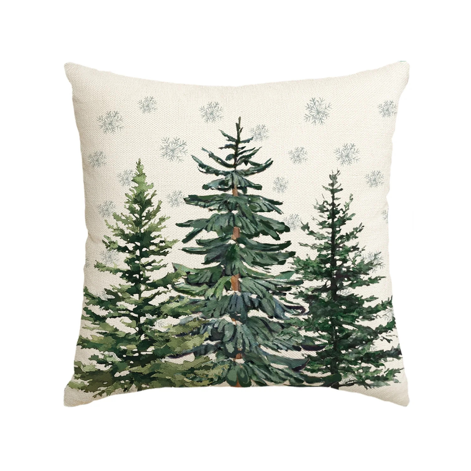 Smile Christmas Trees Snowflake Throw Pillow Cover 18 x 18 Inch Winter Holiday Cushion Case Decor... | Walmart (US)