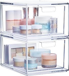 STORi Audrey Stackable Clear Bin Plastic Organizer Drawers | 2 Piece Set | Organize Cosmetics and... | Amazon (US)