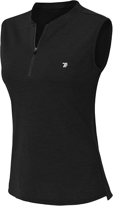 YSENTO Women's Golf Apparel Shirts Clothes Outfits Sleeveless 1/4 Zip Collarless Dry Fit UPF 50+ Tennis Polo Tank Tops | Amazon (US)