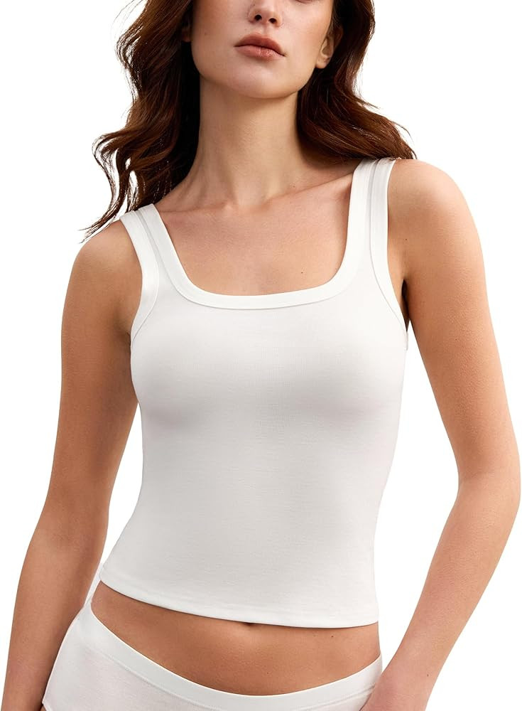 Women's Ultra-Lightweight Tencel Wool Tank Tops Square Neck Camisole Tops Going Out Top Summer Ou... | Amazon (US)