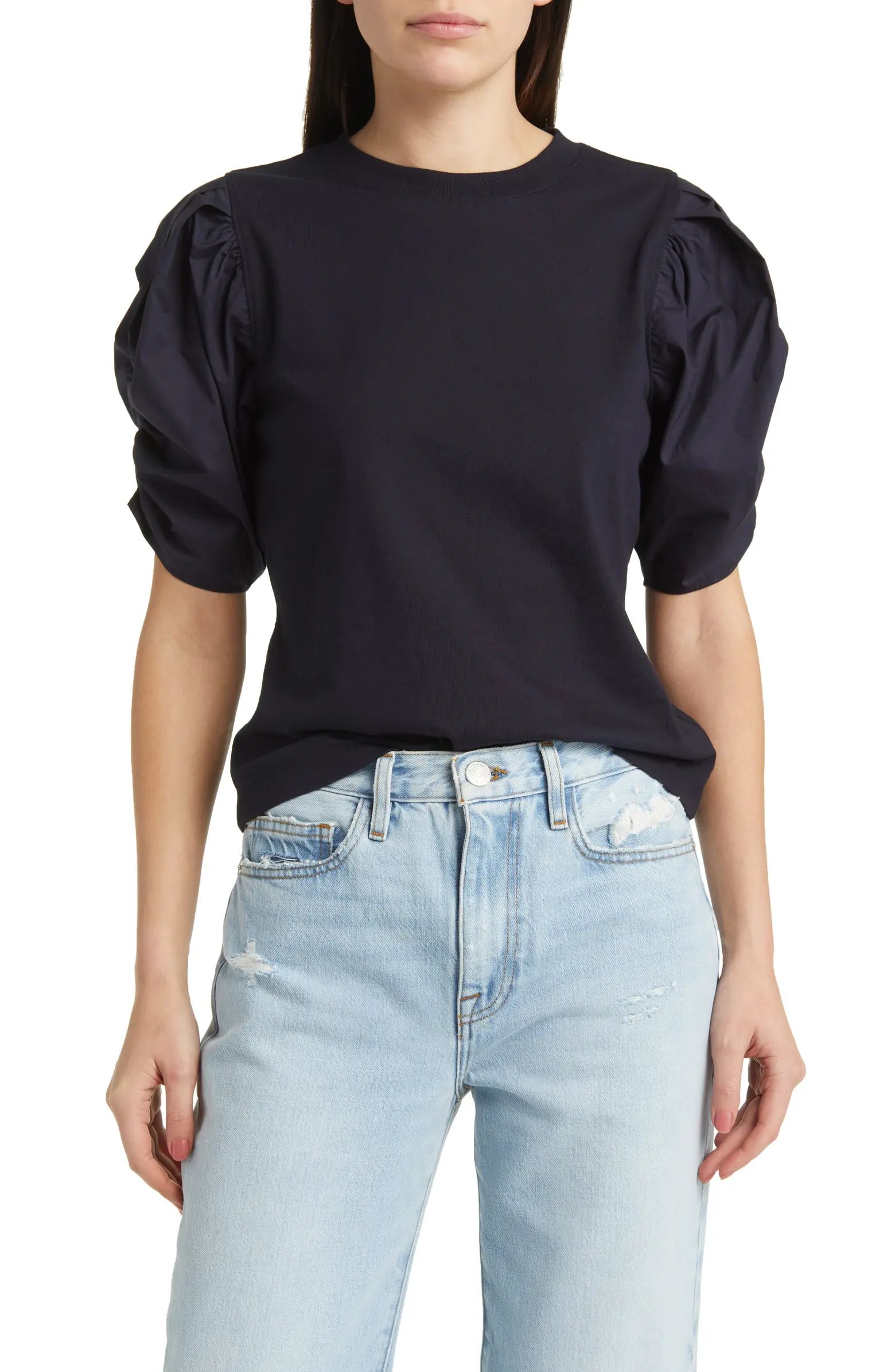 Ruched Sleeve Organic Cotton T-Shirt | Nordstrom