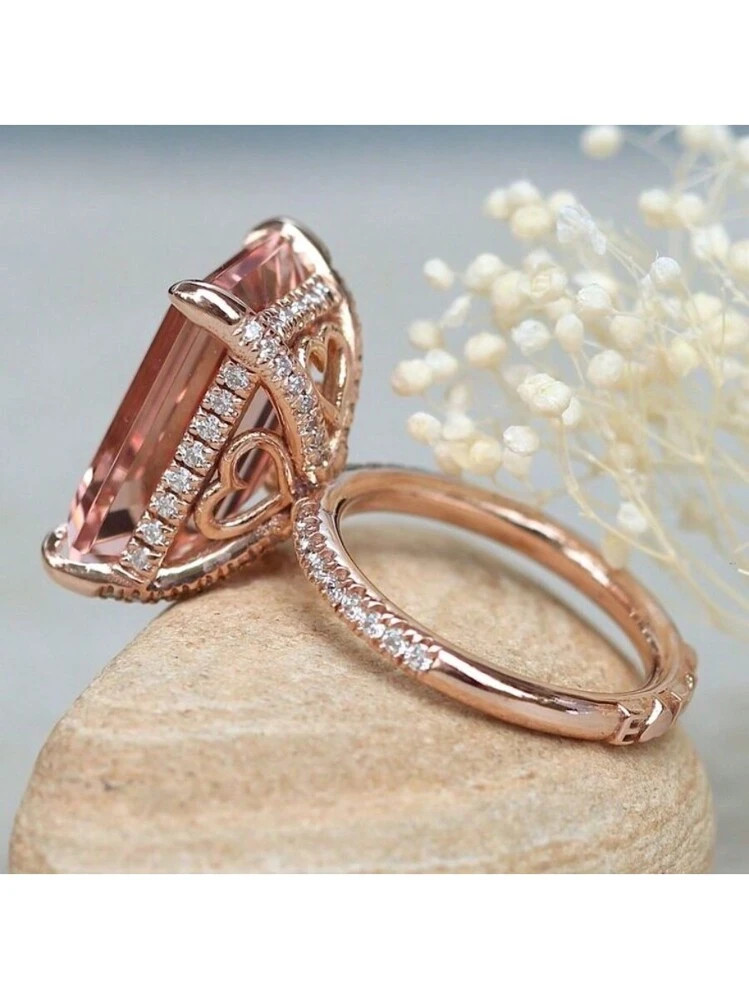 1pc Women's Engagement Ring Luxury Elegant Alloy Zirconia Stone Embellished Engagement Wedding An... | SHEIN
