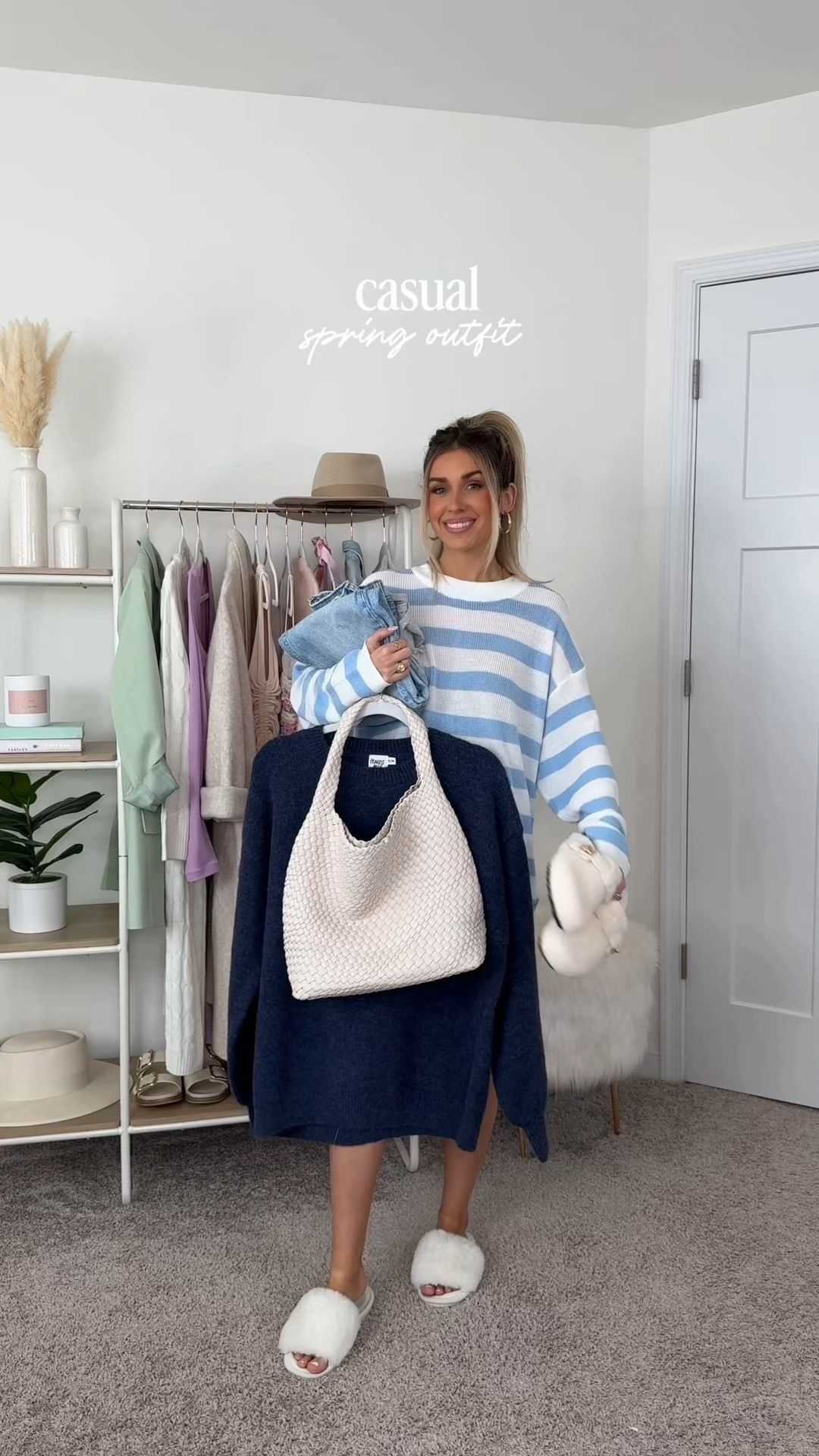 Casual Spring Outfit inspo 
+ baby tee: xs 
+ sweater: small
+ jeans: 24 extra short — I’m usually a short length (I’m 5’2) but get a xs so they’re cropped
+ Sherpa clogs: true to size 

#LTKmomlife #LTKootd #LTKgrwm