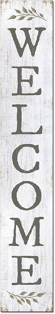 My Word! Welcome White W/Sprig Welcome Sign and porch leaner for Front Door, Porch, Yard, Deck, P... | Amazon (US)
