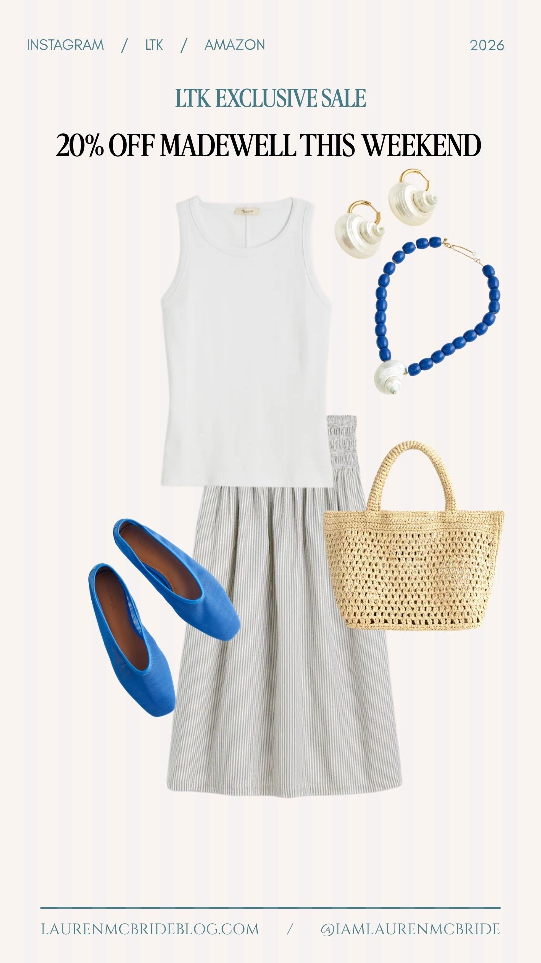 20% off @Madewell  this weekend — use code LTK20, May 15–18 only! 💙

Madewell sale, LTK sale, summer outfit, white tank, midi skirt, ballet flats, straw tote, beaded necklace, statement earrings, Madewell discount, LTK exclusive sale, Madewell summer

#LTKgrwm #LTKxMadewell #LTKSaleAlert