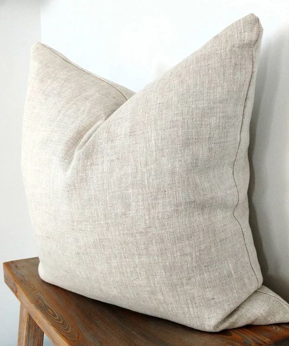 Modern Farmhouse 20x20 pillow cover, oatmeal linen pillow, minimalist linen pillow cover, Modern ... | Etsy (US)