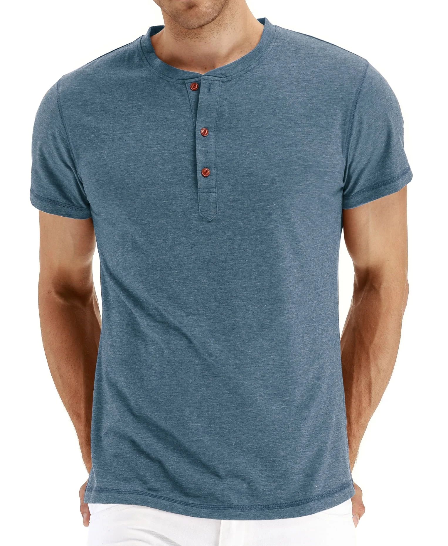 JWD Classic henley style Three button henley closure, Mens Henley Short Sleeve T-Shirt Cotton Cas... | Walmart (US)
