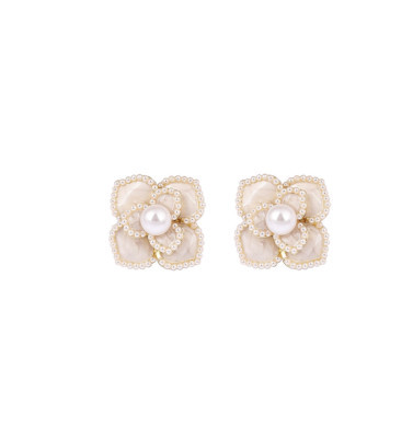 Little Queen Korean pearl ivory flower fashion stud earrings | eBay | eBay US