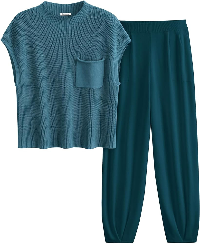 PRETTYGARDEN Womens Two Piece Outfits Knit Pullover Tops And High Waisted Pants Spring Matching T... | Amazon (CA)