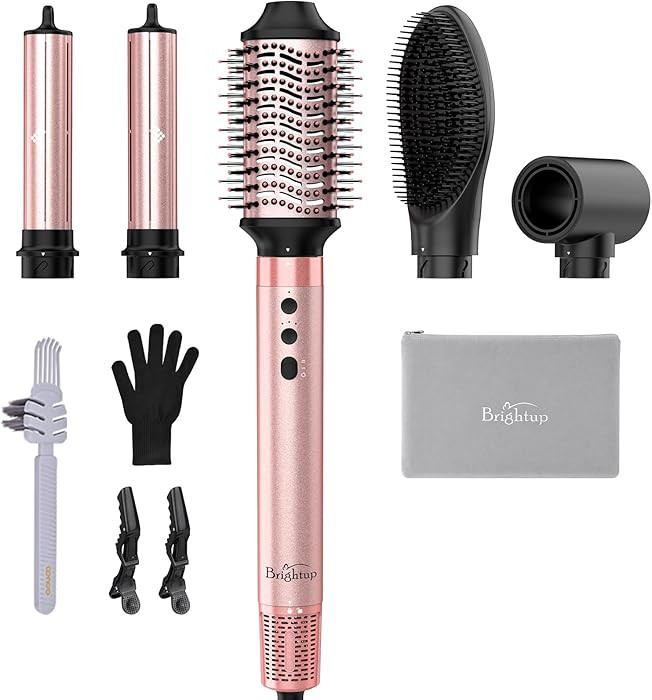 Brightup 5 in 1 Air Styler, 1400W High Speed Hair Dryer Brush, Professional Automatic Hair Curler... | Amazon (US)