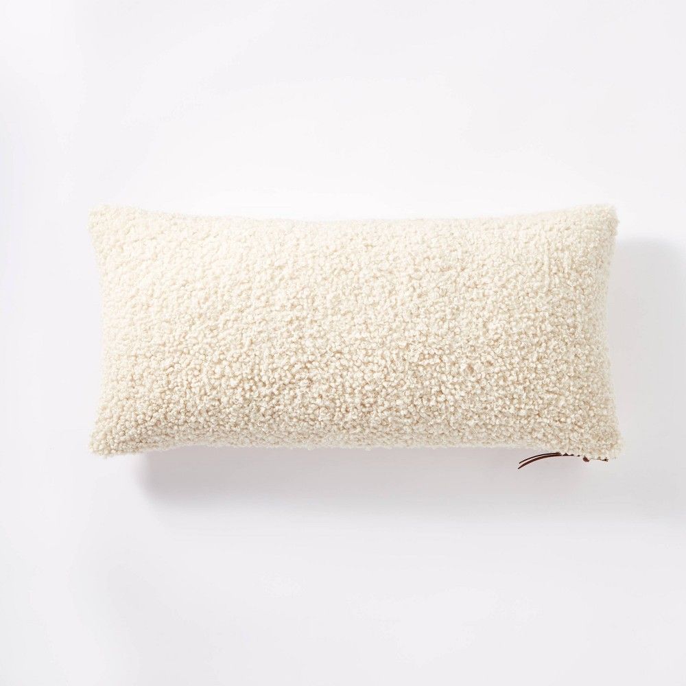 Oversized Boucle Lumbar Throw Pillow with Exposed Zipper Cream - Threshold designed with Studio McGe | Target