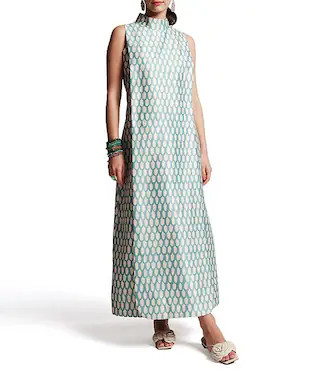 Carlyle Loop Print Mock Neck Sleeveless Maxi Dress | Dillard's