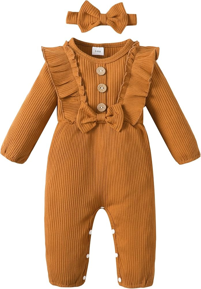 Mioglrie Newborn Baby Girl Clothes Romper Cotton Newborn Outfit for Girls Cute Infant Girl Jumpsu... | Amazon (US)