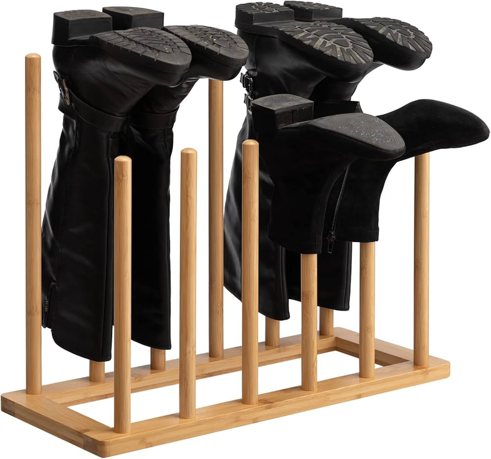 PARANTA 6-Pair Bamboo Boots Storage Rack, Stand-alone Shoe Rack Organizer, Natural | Amazon (US)