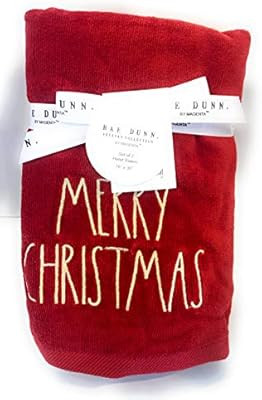 Rae Dunn MERRY CHRISTMAS Hand Towels - red - set of 2 - Christmas themed - LL Large Letter Kitche... | Amazon (US)