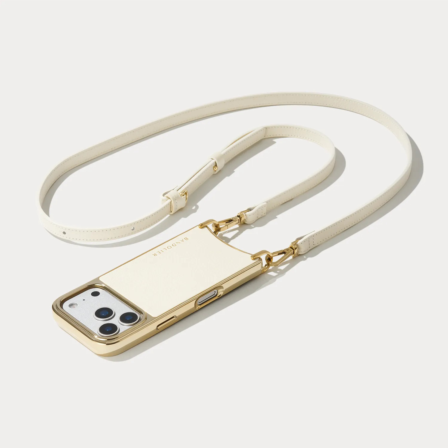 Rayna Chrome Crossbody Phone Case - Ivory/Chrome Gold 13 / iPhone Pro Max | Bandolier