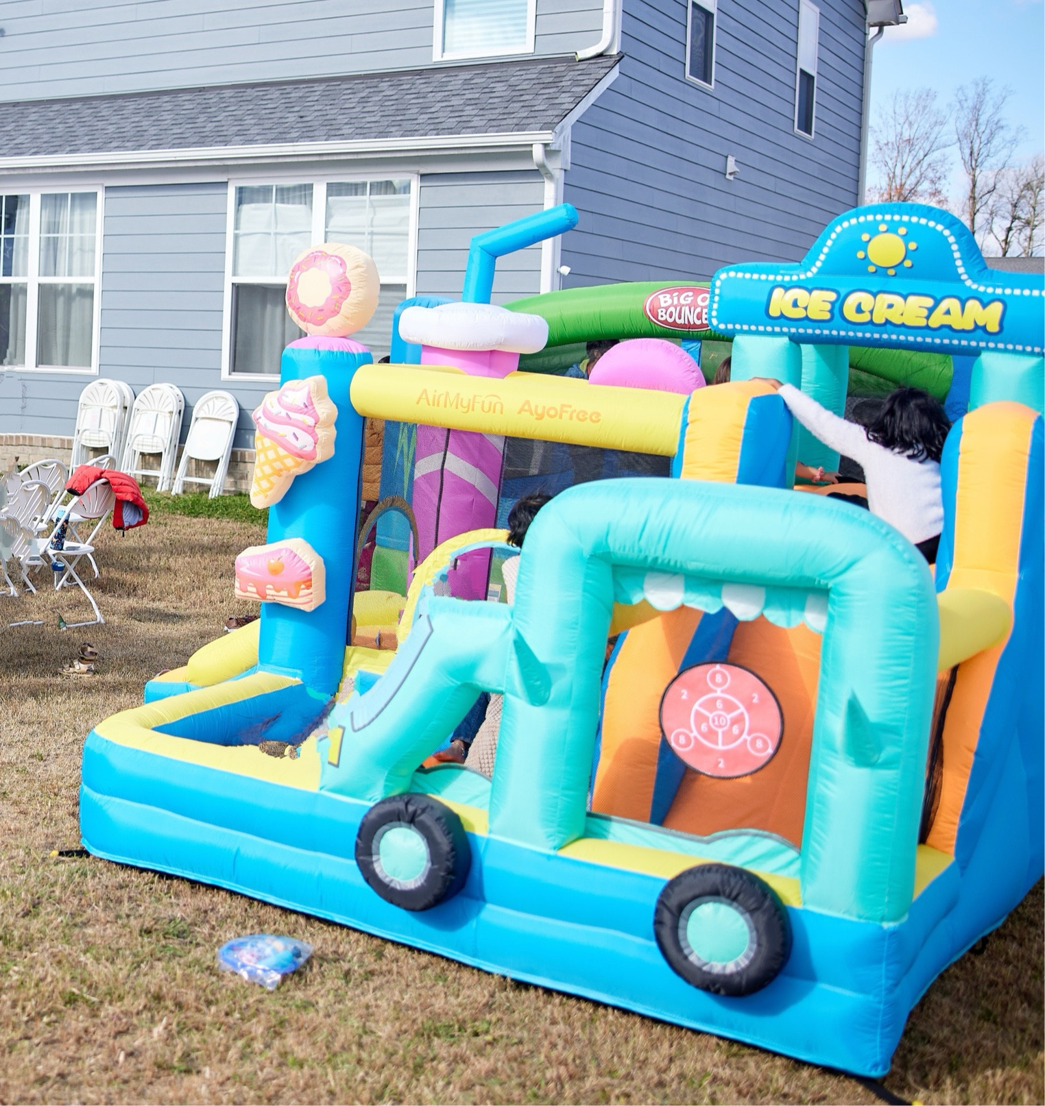 Ice cream candy theme bouncer for kids to play around .