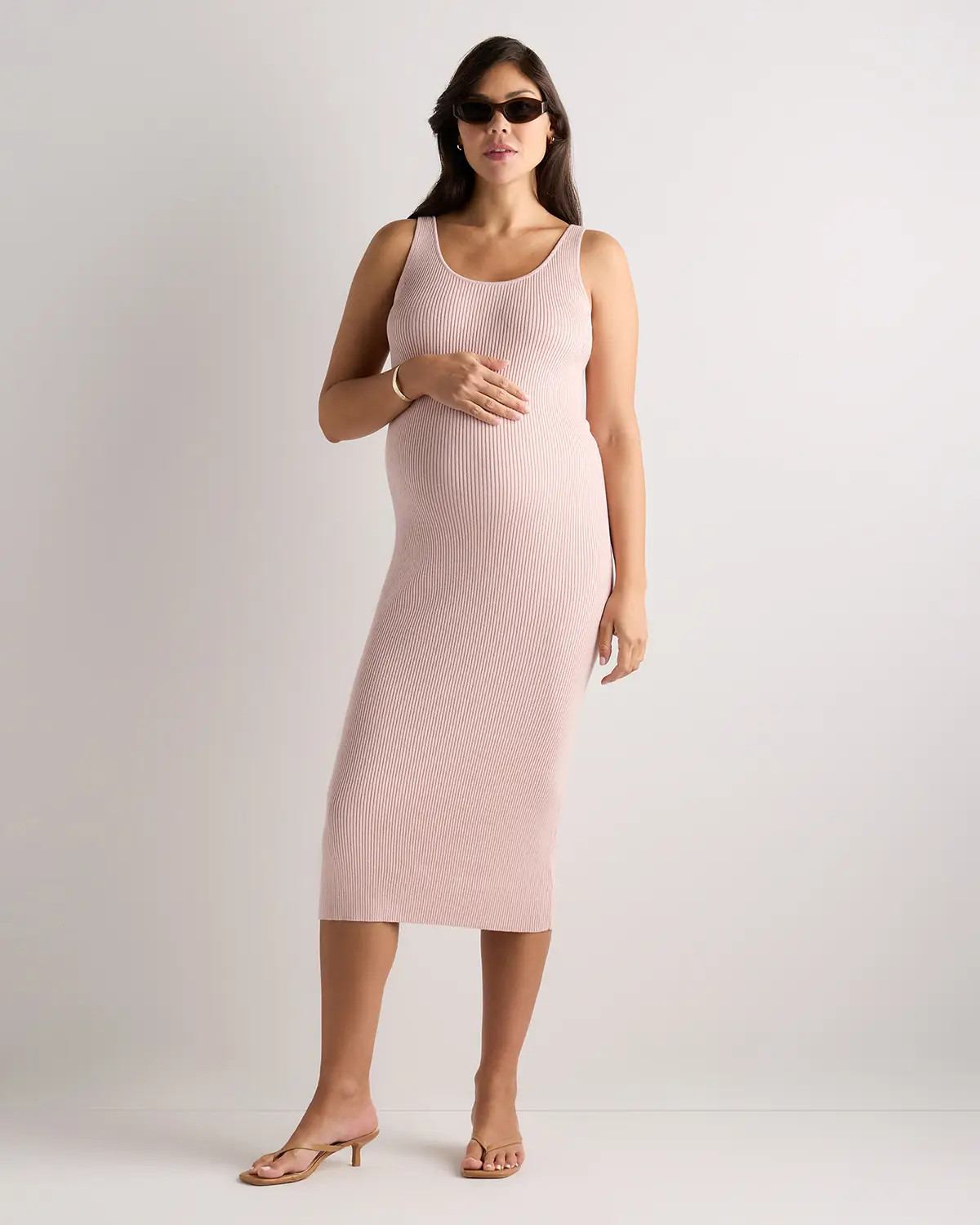 Cotton Cashmere Maternity Fitted Midi Dress | Quince