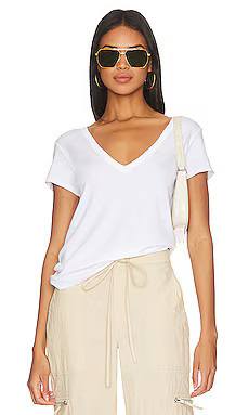 Enza Costa Perfect V Neck Top in White from Revolve.com | Revolve Clothing (Global)