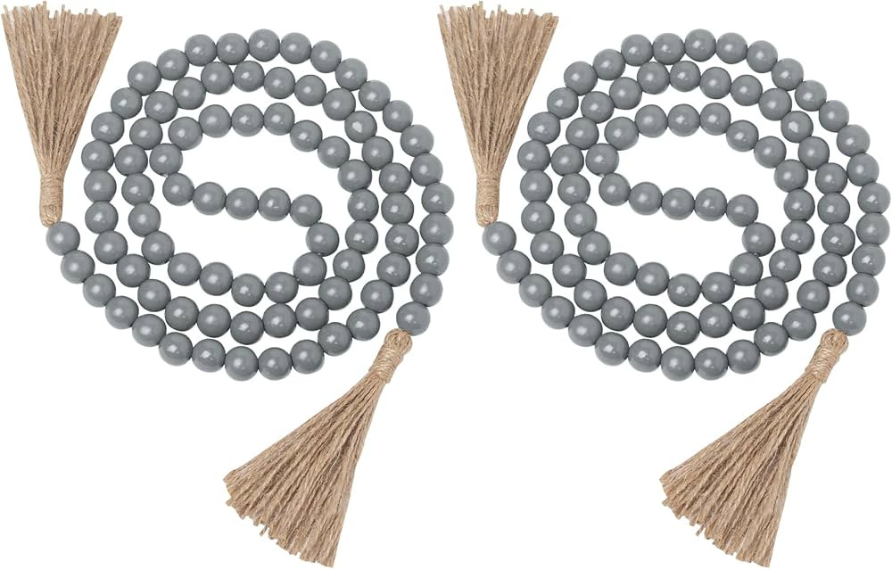 NEEDOMO Farmhouse Wood Beads Garland Decor, 2 Pack 58 Inch Wooden Beads for Boho Home Decor with ... | Amazon (US)