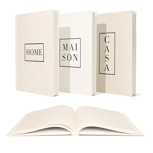 Linen Neutral Coffee Table Books Set of 3,Fashion Designer Hardcover Blank Book Stack, Modern Decorative Books for Home Decor XL Coffee Table Decoration Books - Stylish Display Books | Amazon (US)