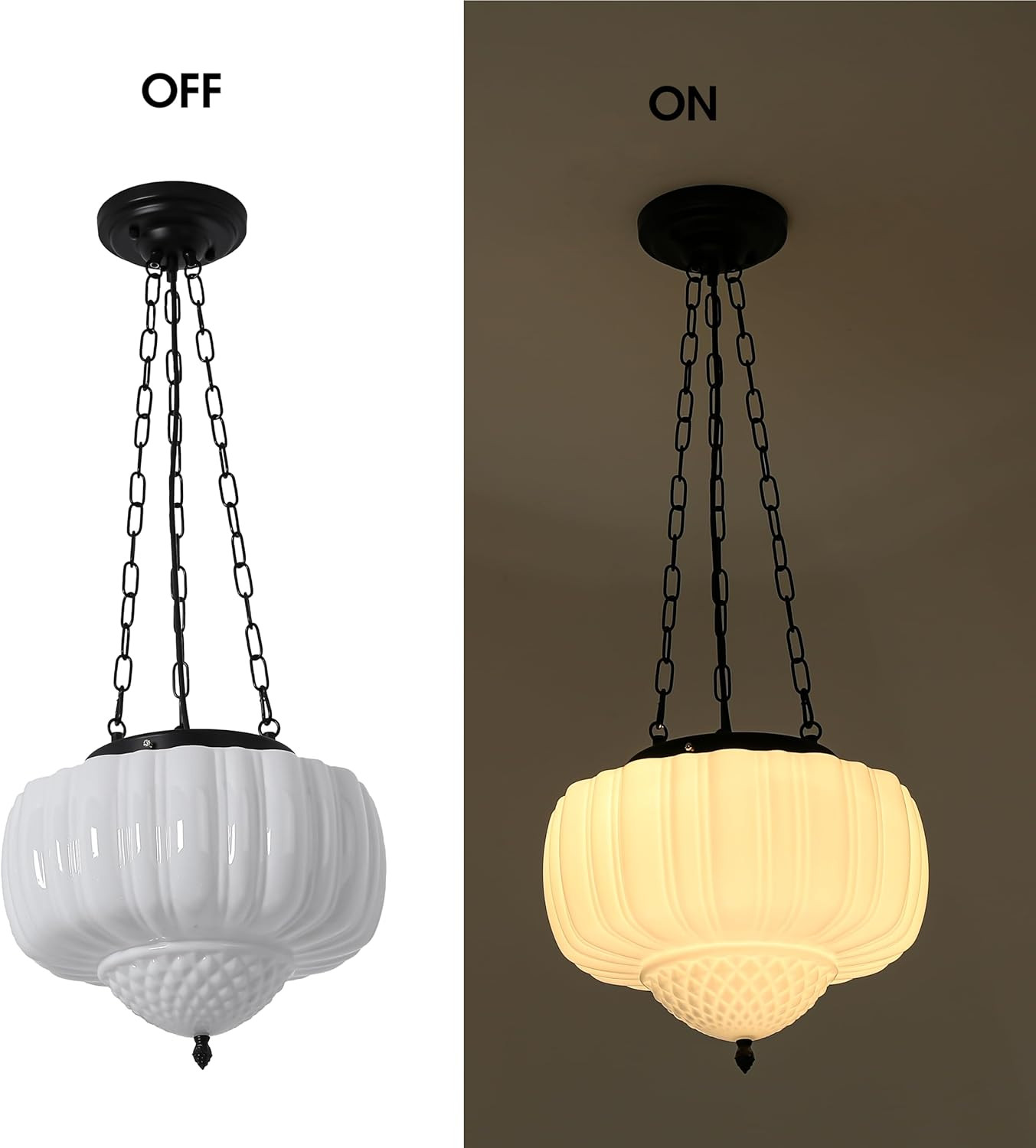 Large Milk Glass Pendant Light, 14" Mid Century Modern Schoolhouse Ceiling Light Fixture, Vintage... | Amazon (US)