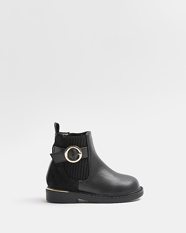 Mini girls black Buckle PU Riding Boot | River Island (UK & IE)