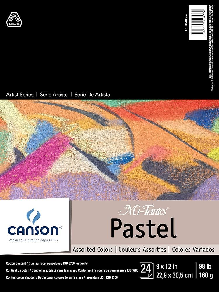 Canson Artist Series Mi-Teintes Pastel Paper, Assorted Colords, Foldover Pad, 9x12 inches, 24 She... | Amazon (US)