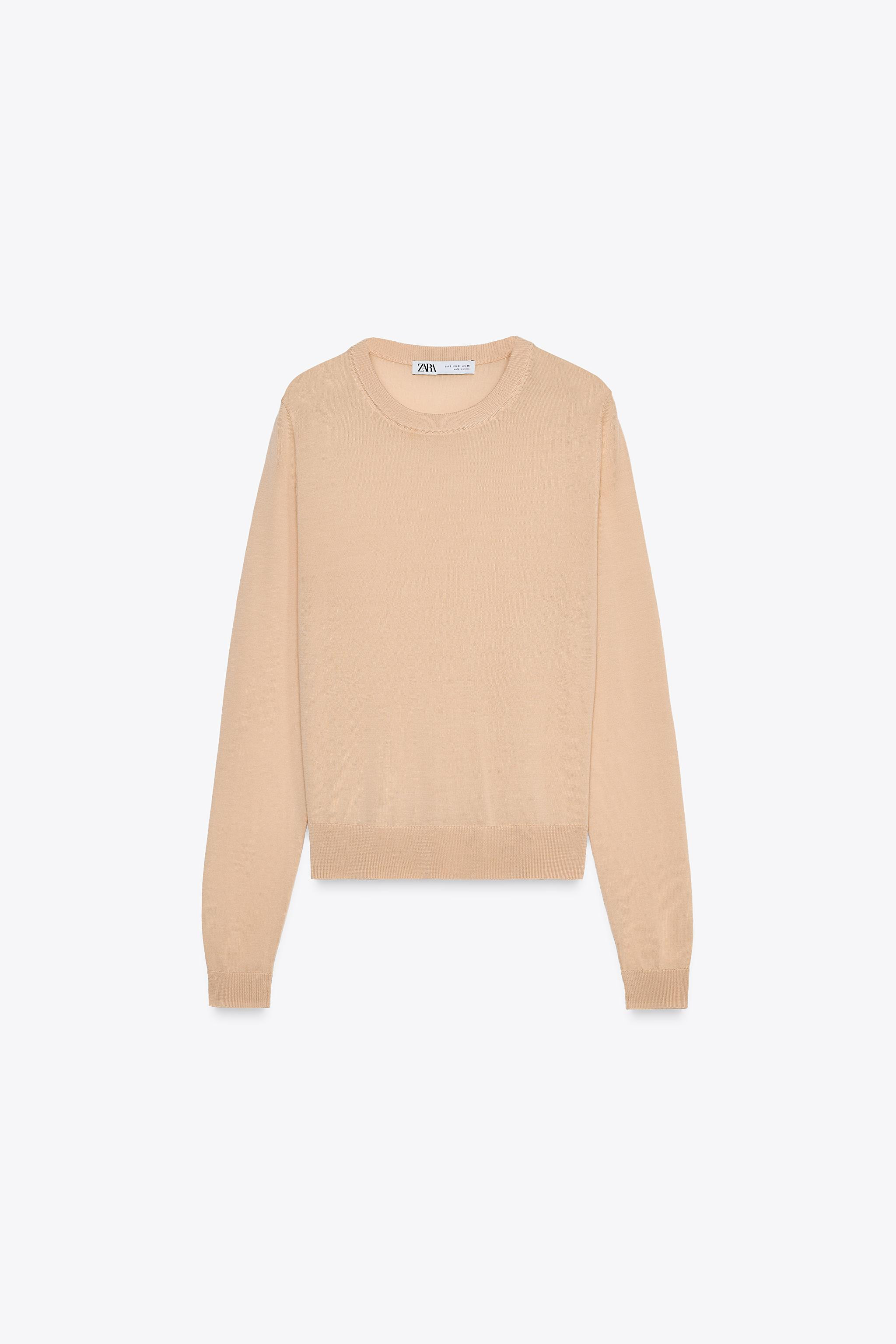 Round neck long sleeve sweater. Rib trim. | Zara US