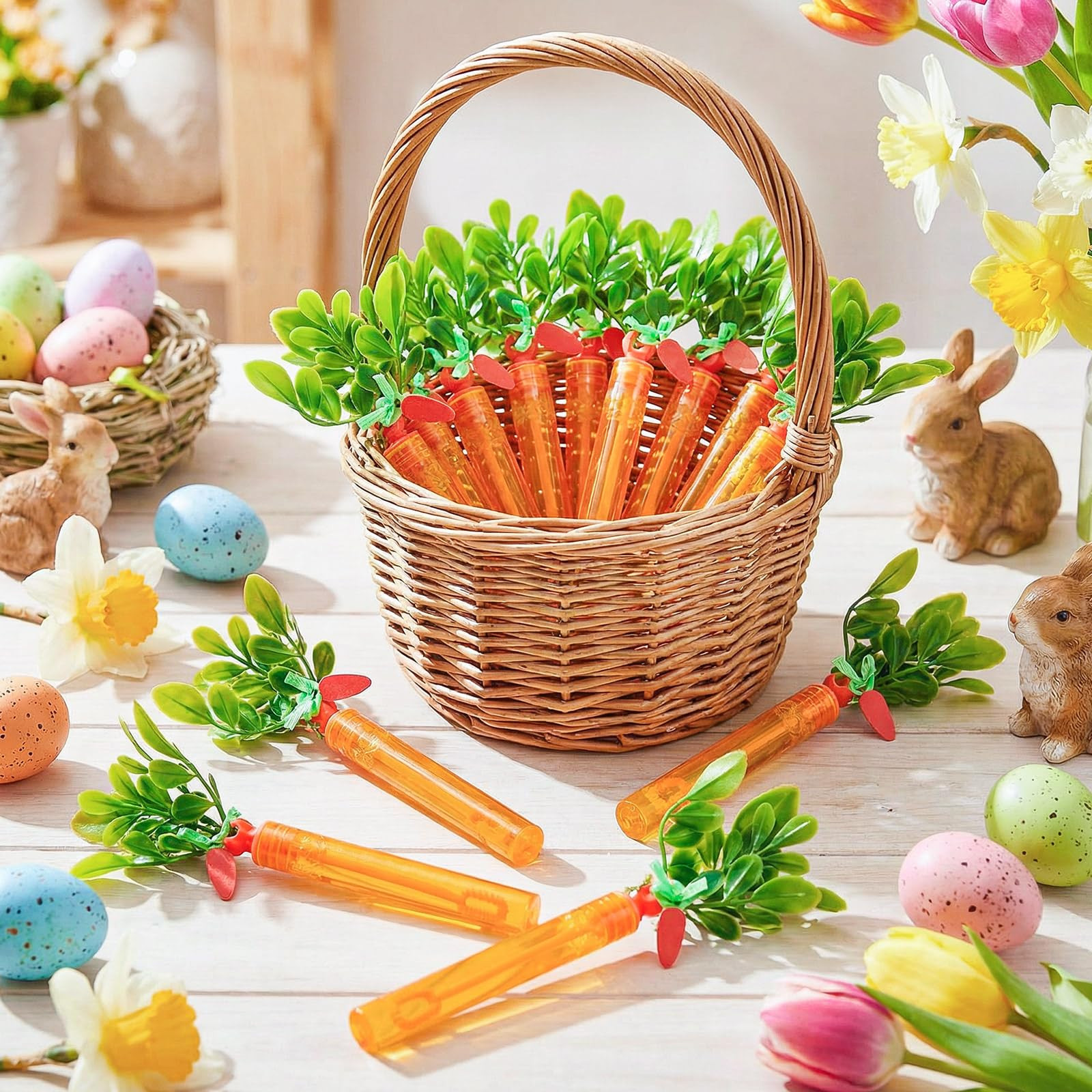 Jenaai 24 Pcs Easter Mini Carrot Bubble Wands Easter Egg Fillers Basket Stuffers Bubbles Bulk for... | Amazon (US)