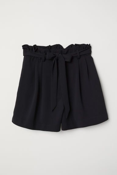 H & M - Shorts with Tie Belt - Black | H&M (US + CA)