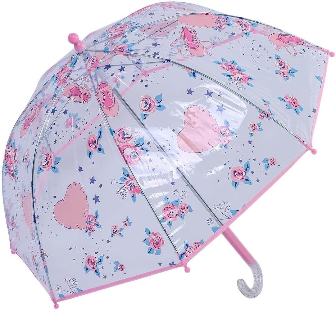 Laura Ashley Kids Clear Umbrella with Hook Handle, Transparent Dome Shape Canopy - Toddler Umbrel... | Amazon (US)