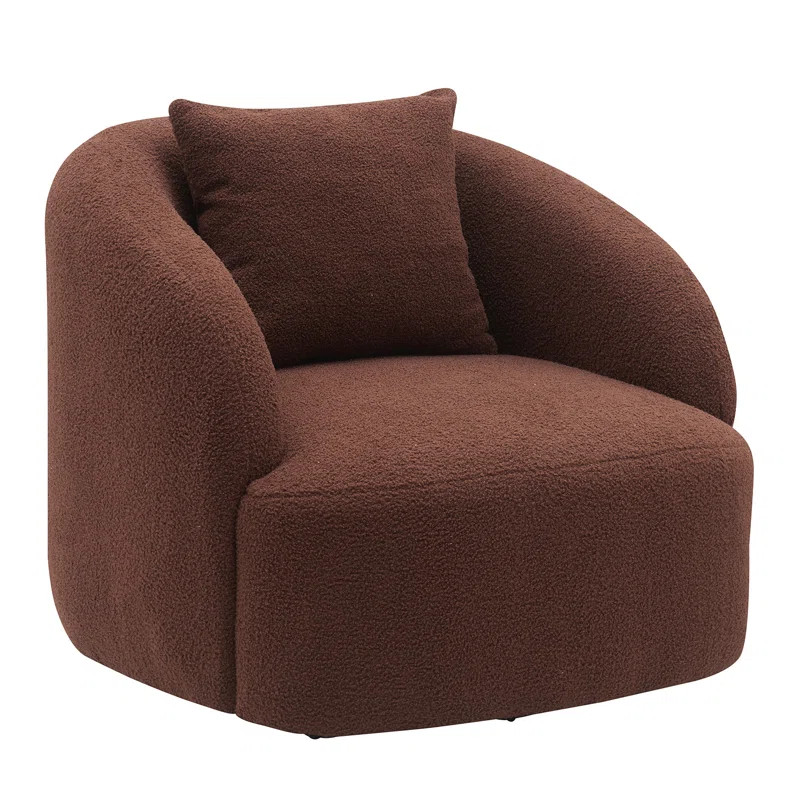 29.52'' Wide Velvet Club Chair Upholstered Barrel Chair Wide Seated Comfy Round Single Sofa Chair | Wayfair North America