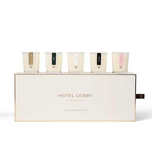 Hotel Lobby Votive Candle Set – 5×2.5oz 100% Soy Wax with Signature, New York, Miami, Aspen, and Blue Skies Scents – Paraffin‑Free, Infused with Essential Oils, Clean Non‑Toxic Burn | Amazon (US)