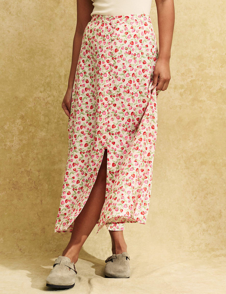 Strawberry Print Sadie Midaxi Skirt | Nobody's Child