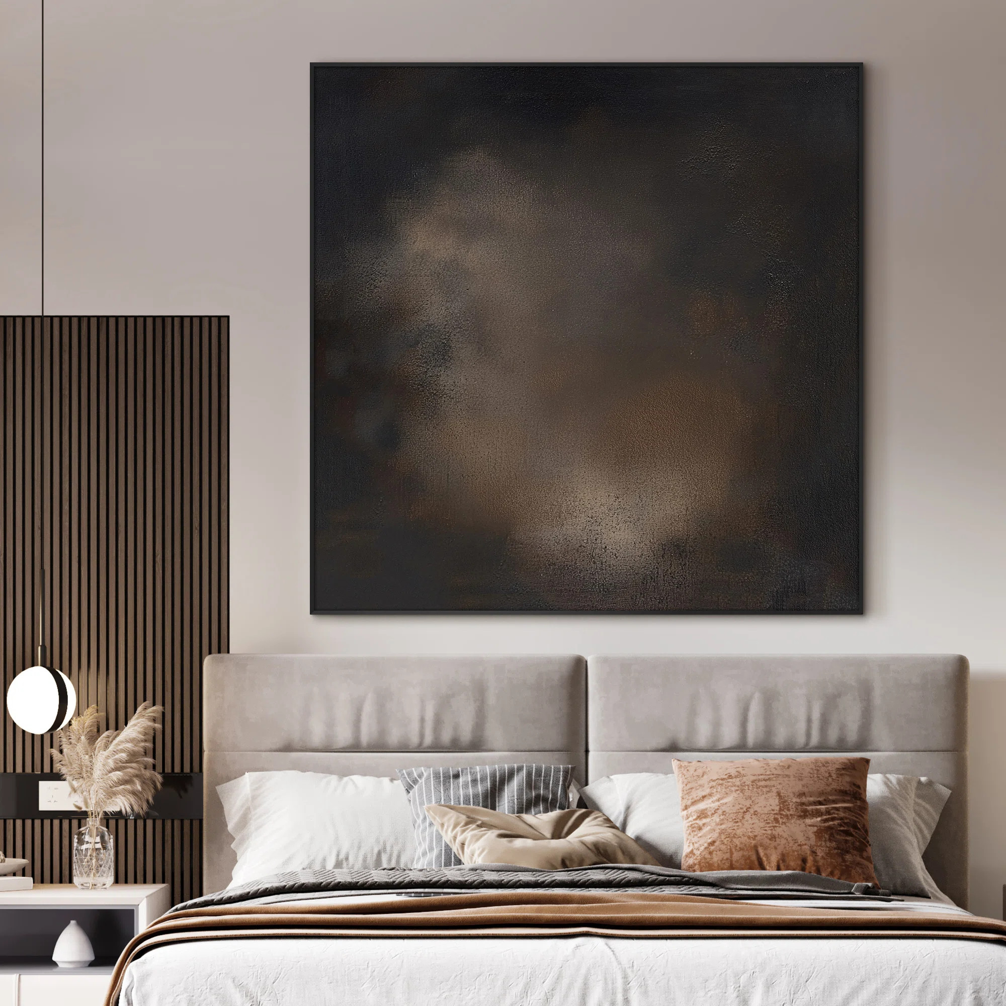 Dark Brown Moody Abstract Minimalist Illustrations Extra Large Framed Wall Art - Digital Print (F... | Wayfair North America