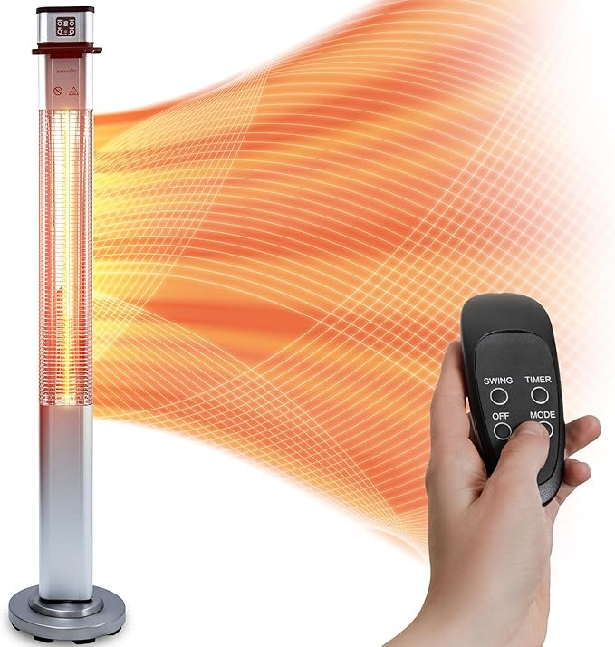 SereneLife Infrared Patio Heater, Electric Patio Heater with Remote Control, 1500 W, Indoor/Outdo... | Amazon (US)