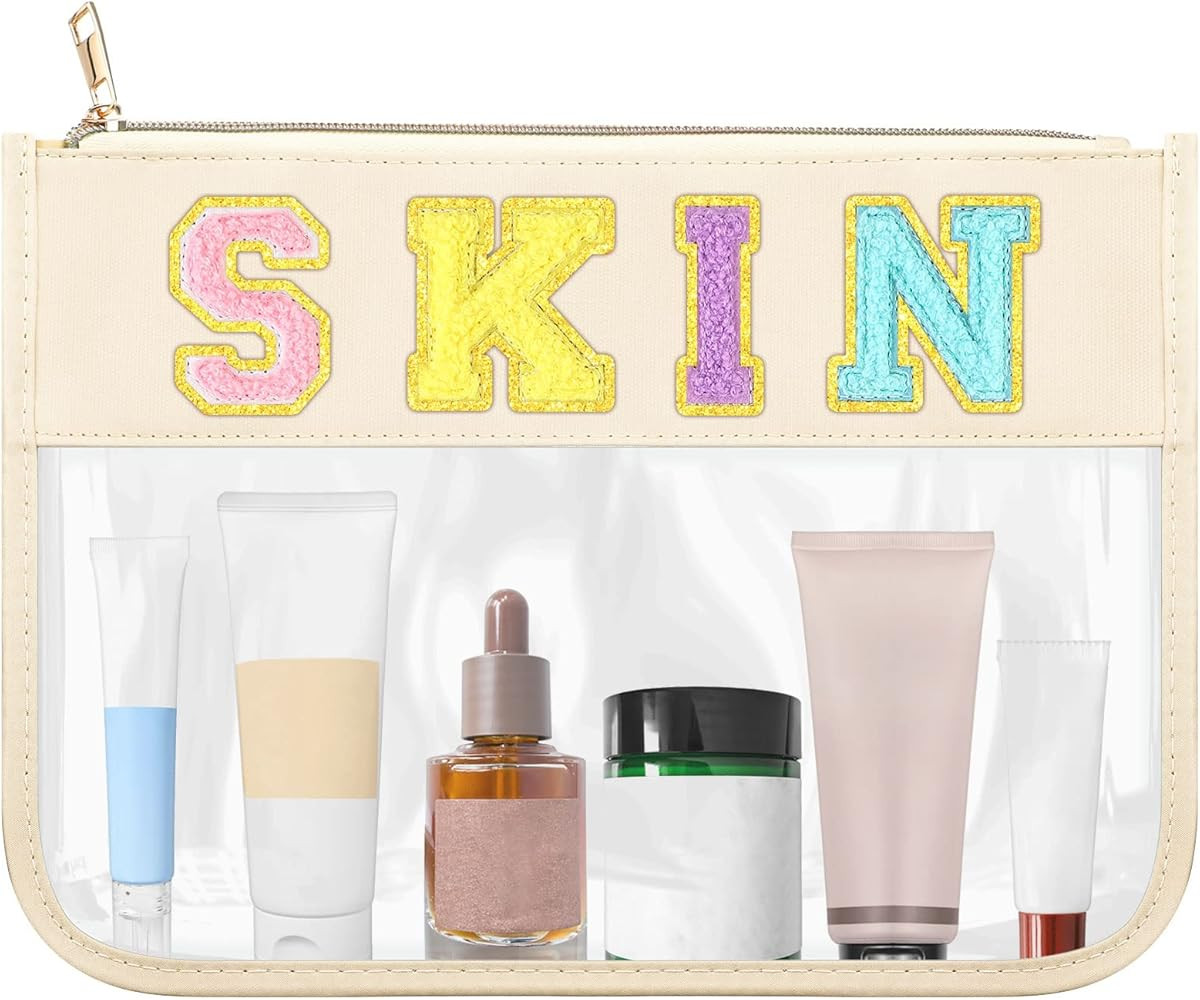 Kigeli Chenille Letter Bag Clear Zipper Pouch Transparent Medicine Bag Portable Multi Purpose Bag Ma | Amazon (US)