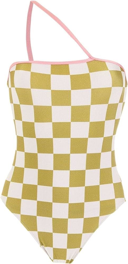 Amazon.com: Adriana Degreas, Carre Vintage One-Shoulder Swimsuit , S, Off White/Green : Luxury St... | Amazon (US)
