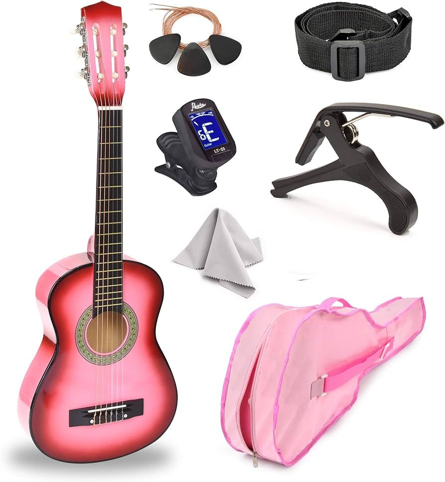 38" Wood Guitar With Case and Accessories for Kids/Boys/Girls/Teens/Beginners (Pink Gardient) | Amazon (US)