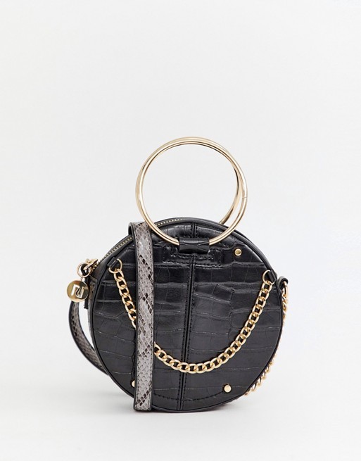 River Island crossbody bag with circle handle in black | ASOS US