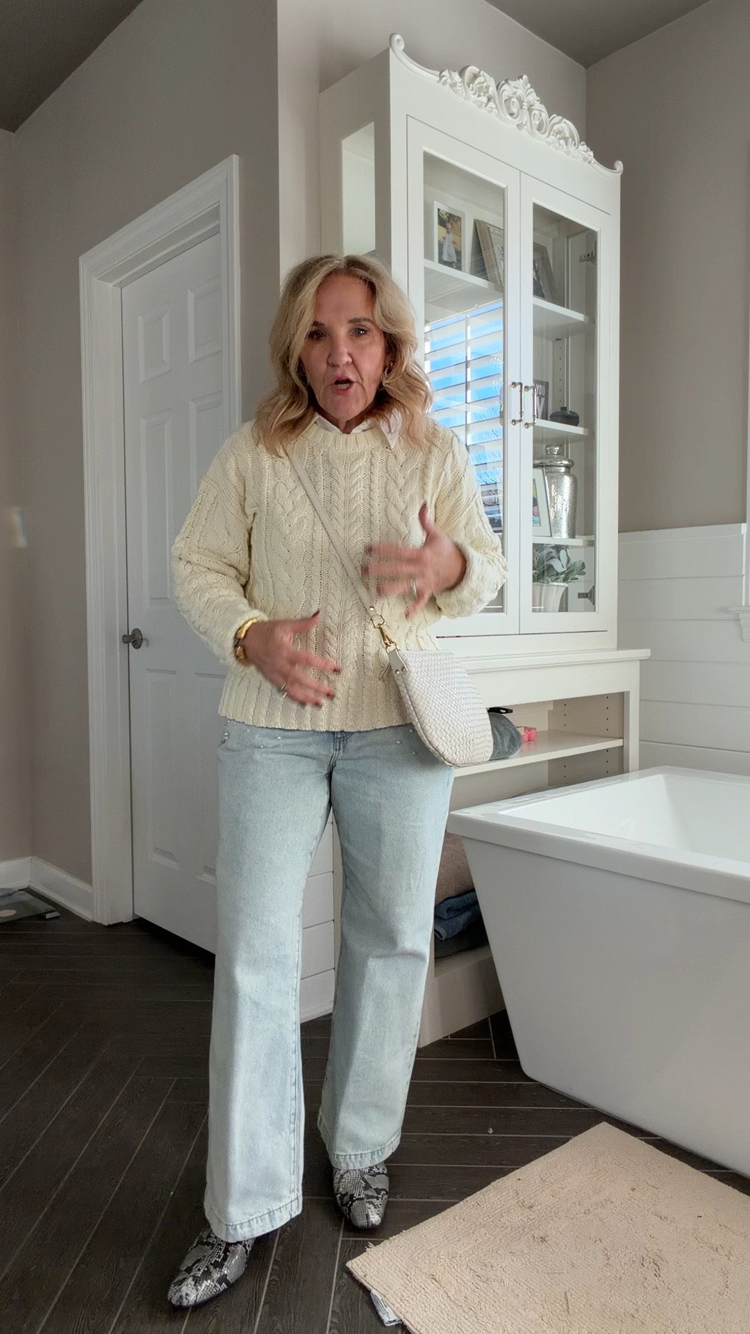 @loft new arrivals 
True to size 
The tuxedo blouse runs a bit oversized 
Sweater medium I’m linking a few other options as well. But this sweater is grand in any color! 
Jeans 29 petite 
You can order online and pick up in store! 
Winter coat New Year’s Eve outfit winter neutrals 

#LTKOver40 #LTKSaleAlert #LTKHoliday