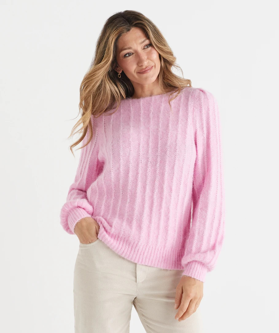 Boat Neck Fluffy Jumper | Sussan