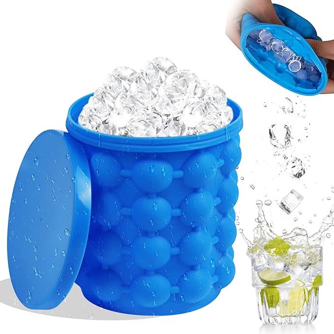 Ice Cube Mold Ice Cube Trays, New 3D Ice Cubes Maker(2 in 1), Large Cylindrical Silicone Ice Buck... | Amazon (US)