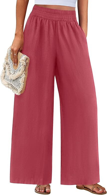 PRETTYGARDEN Womens Wide Leg Pants Casual 2025 Elastic Waist Loose Flowy Palazzo Pants Trousers w... | Amazon (US)