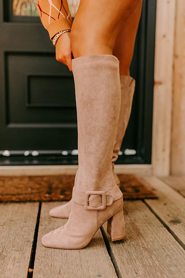 The Adeline Faux Suede Knee High Boot In Taupe | Impressions Online Boutique
