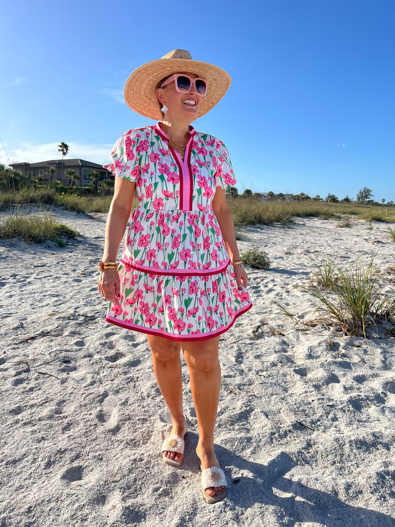 My pink floral dress is perfect for a beach resort or as a wedding guest!
Wearing a medium and fits true to size.

Obsessed with my Julie Vos jewelry. It looks amazing with this amazon dress.

Don’t forget to add the straw hat, sandals and sunglasses to complete this beach resort look!


#LTKSeasonal #LTKOver40 #LTKSaleAlert #LTKU #LTKTravel #LTKgrwm #LTKootd #LTKMidsize #LTKSwim #LTKFestival #LTKWedding