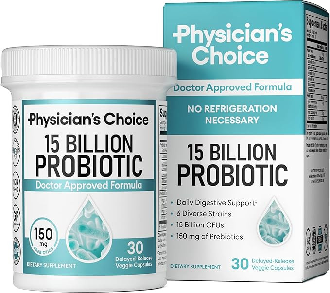 Physician's CHOICE Beginner Probiotics 15 Billion CFU - 6 Diverse Strains & Organic Prebiotics, D... | Amazon (US)
